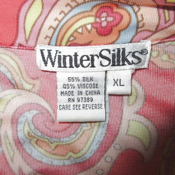 Vtg Winter Silks Tunic Top Size XL Silk Blend Pintuck Long Sleeves Artsy 90s Y2K - Picture 4 of 8